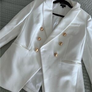 Express White Gold Blazer Structured Shoulders